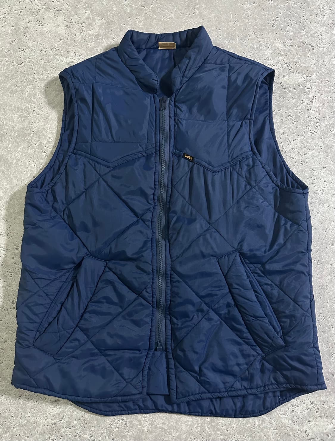 80s Lee 영국산 네이비 다이아몬드 퀼팅 베스트 상품이미지2