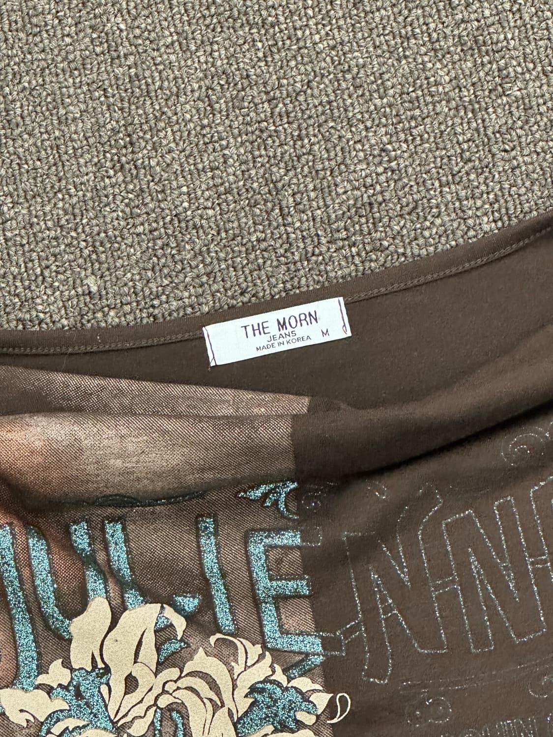 M)Japanese vintage y2k 프린팅 브라운 오프숄더 롱슬리브 상품이미지3