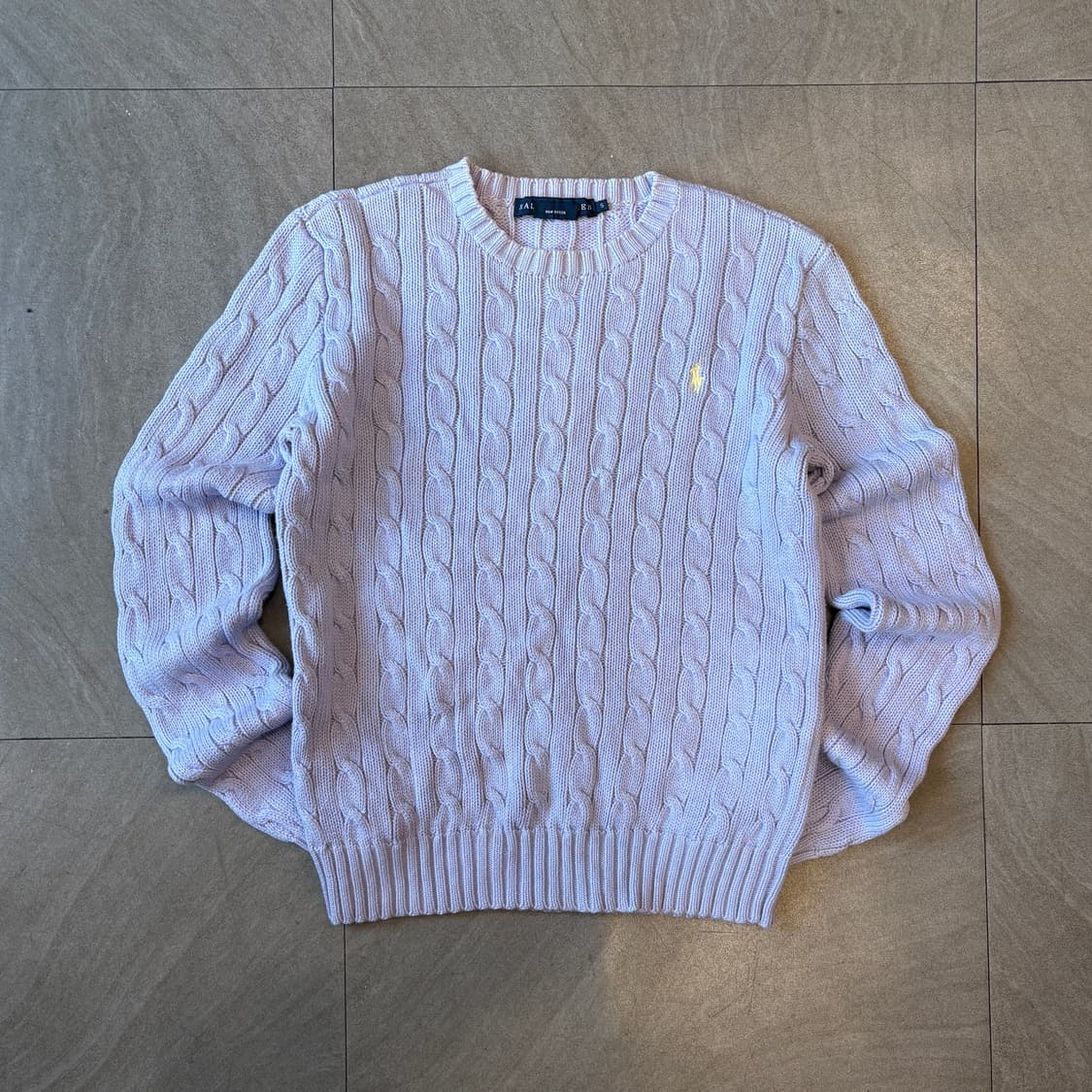 폴로 정품 라이트 퍼플 코튼 꽈배기 니트  상품이미지1