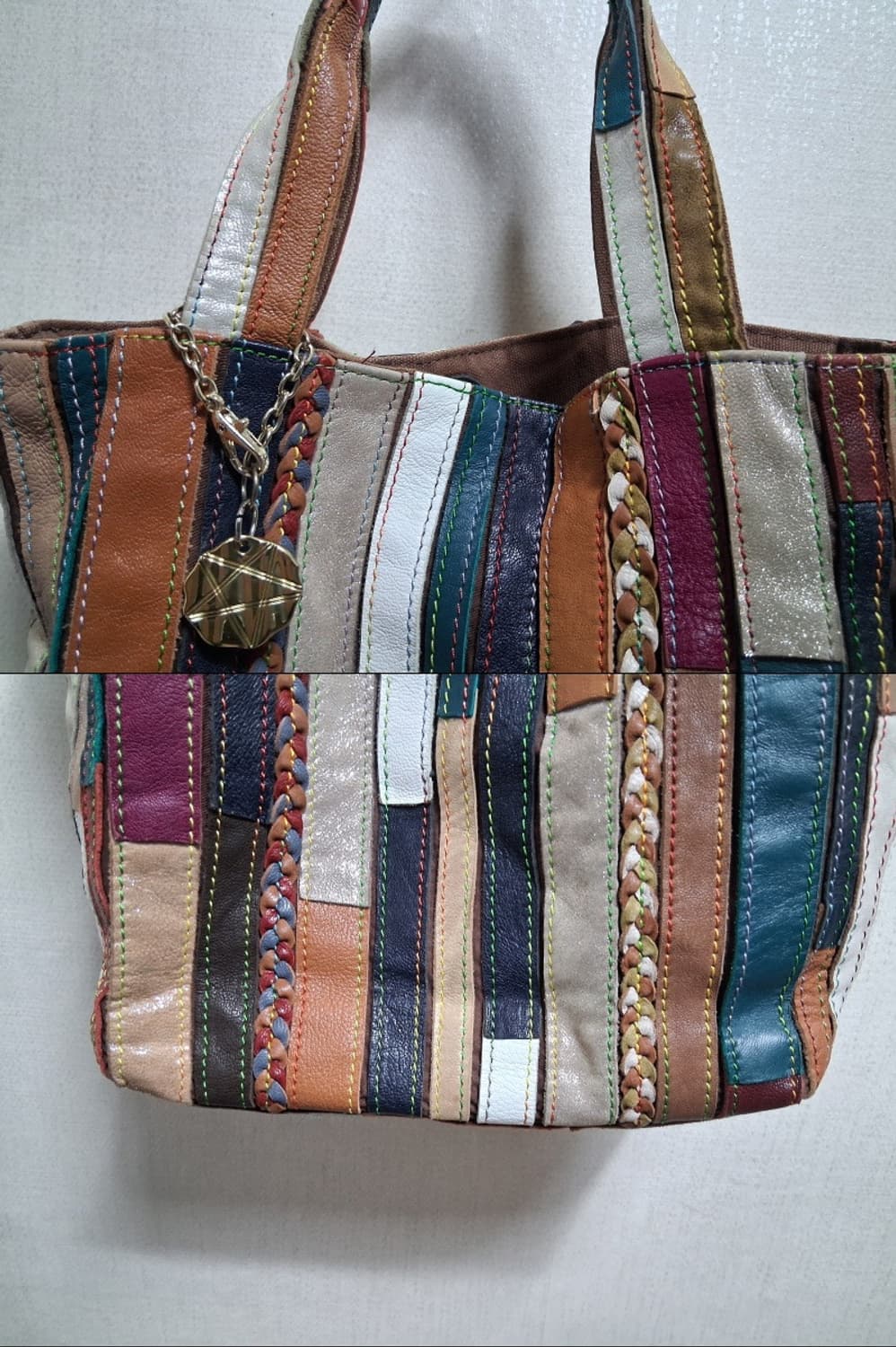 일본빈티지 색동칼라플 가죽패치워크 작은 숄더백 
일본빈티지 일본산
소재  상품이미지8