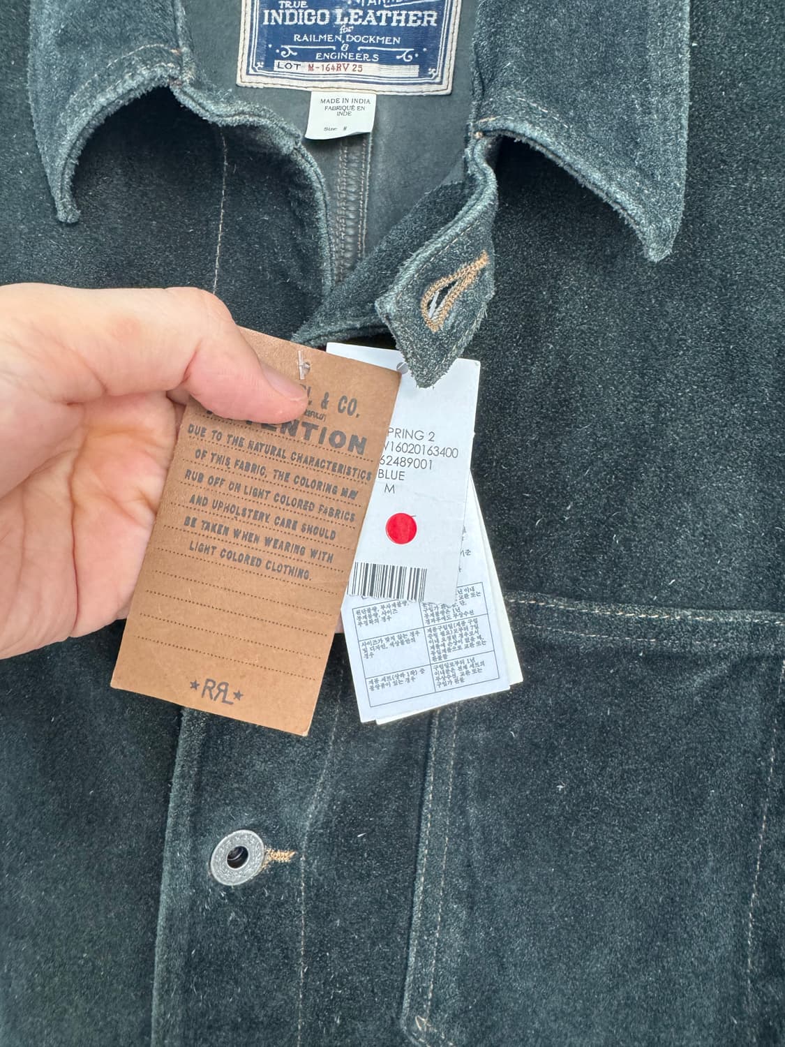 M 더블알엘 인디고 러프아웃 스웨이드 초어 자켓 카코트 상품이미지2