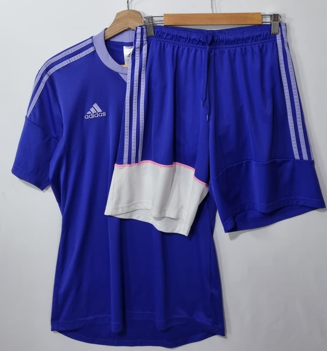 L ) 아디다스 퍼플 기능성 반팔+반바지 세트 상품이미지1