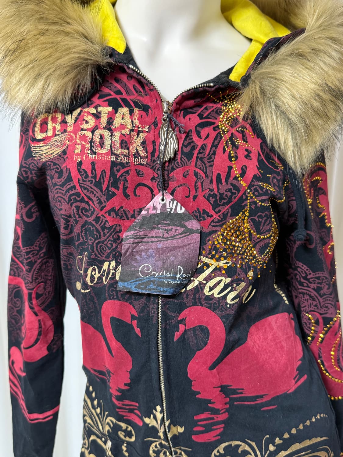 Christian Audigier 갸루맛 퍼 후드집업 미사용품 상품이미지6