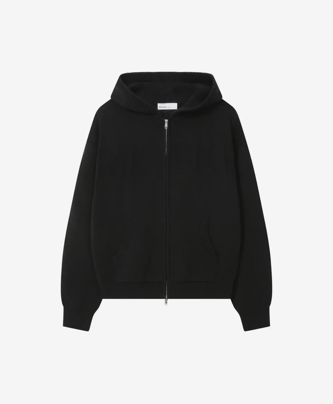 미세키서울 Logo knit hoodie zip-up BLACK 니트집업 상품이미지1