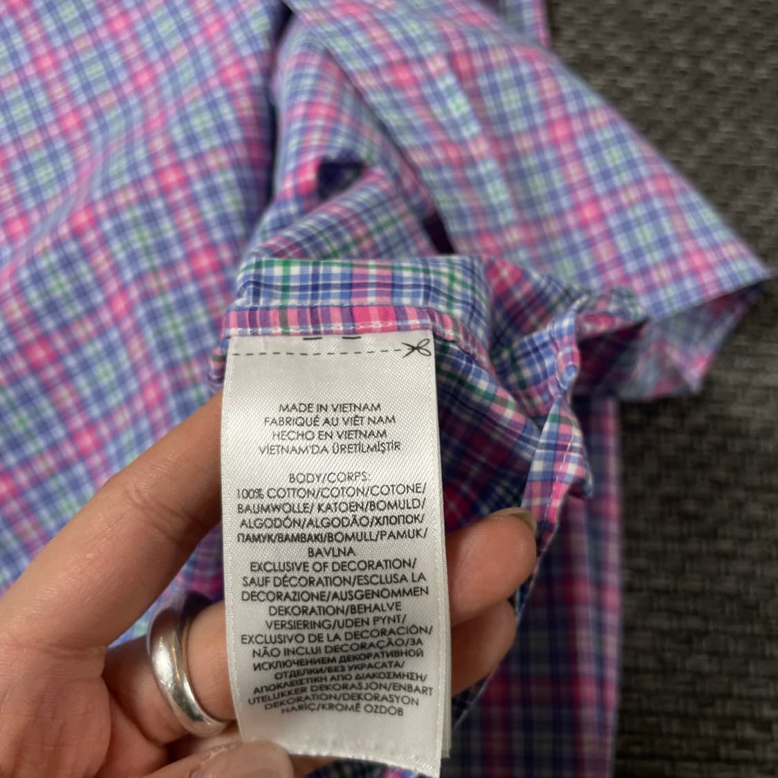 폴로랄프로렌 핑크 그린 퍼플 멀티배색 체크 긴팔 셔츠 클래식핏 XL 상품이미지6