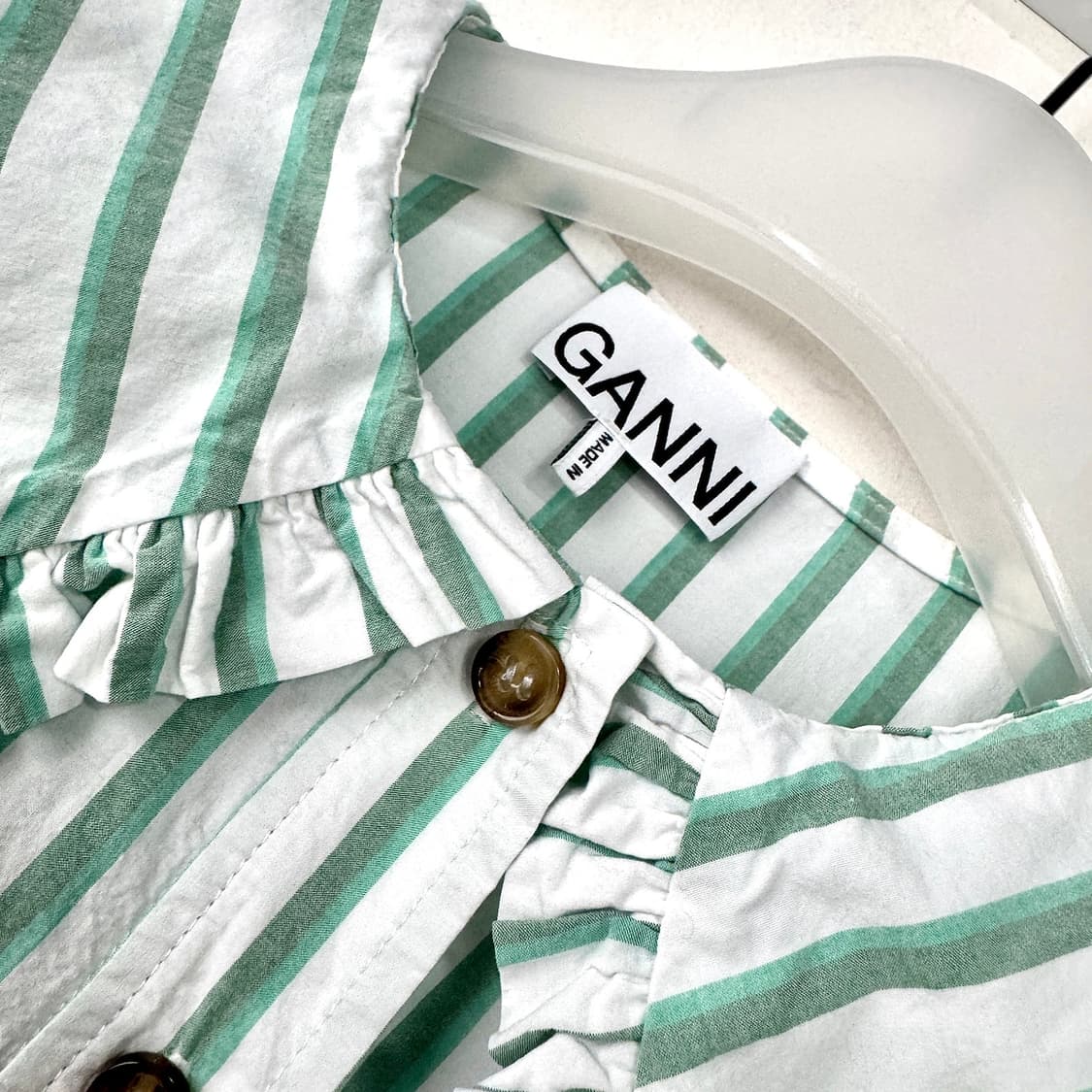 가니 GANNI 러플 스트라이프 셔츠 상품이미지4