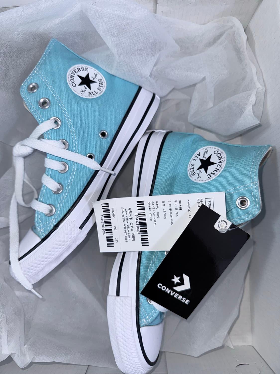 (225사이즈)컨버스 척 테일러 올스타 하이 블루 게이즈 170799C 상품이미지2