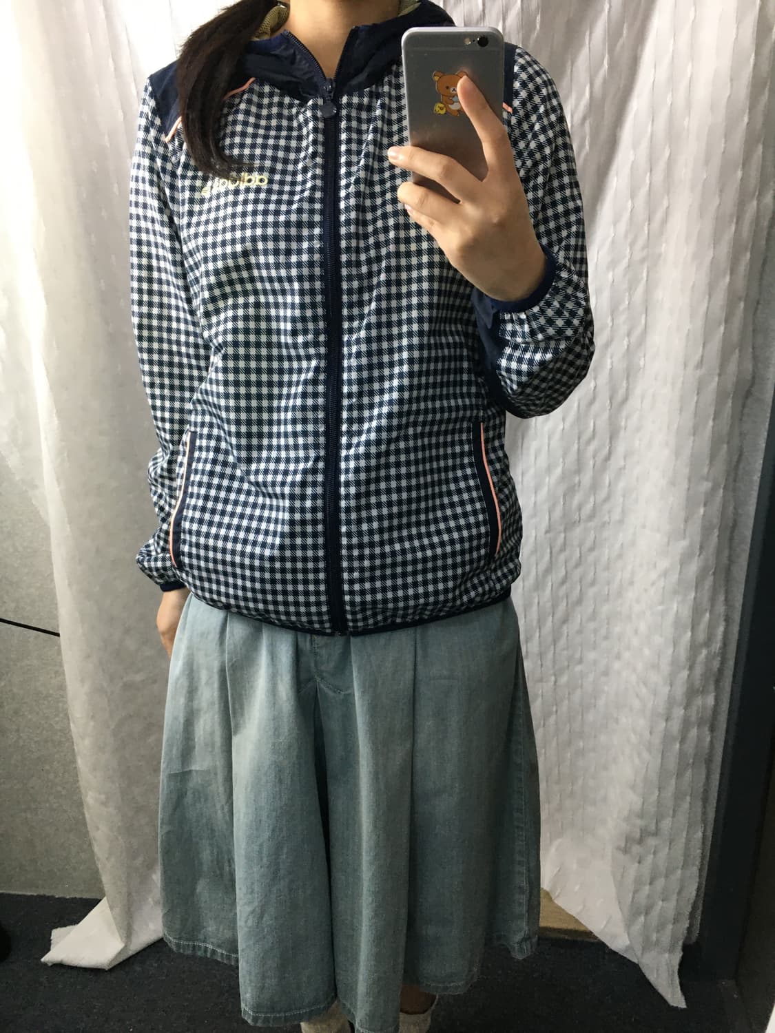 아디다스 네이비 체크 바람막이  상품이미지5
