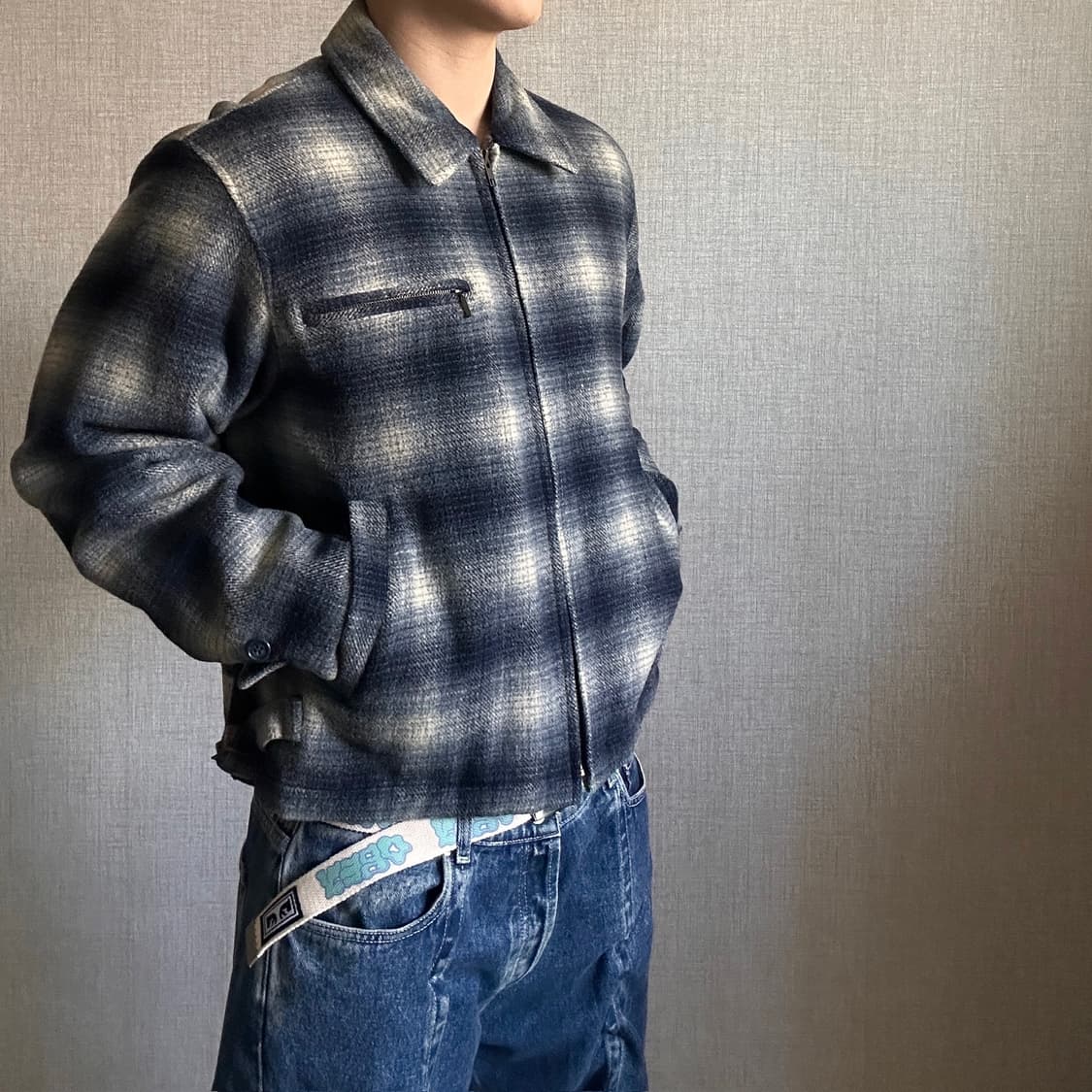 BOBSON 체크 패턴 일제 울 자켓 상품이미지1