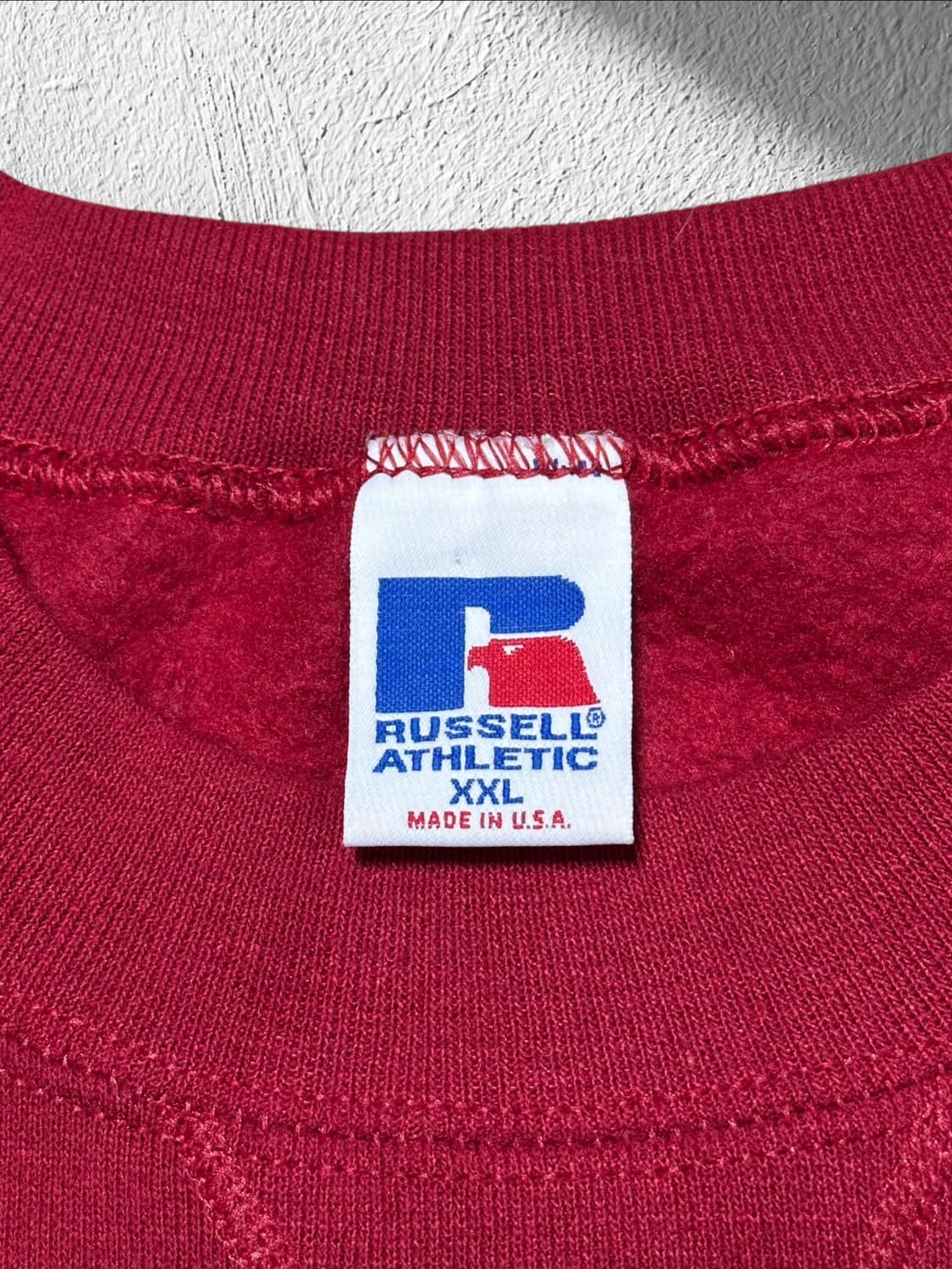 90s russell 러셀 스웻셔츠 버건디 XXL 상품이미지5