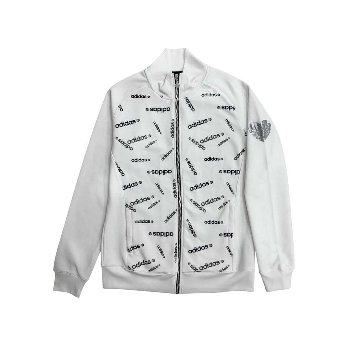 아디다스 00s 여자 여성 우먼스 화이트 멀티 로고 져지 자켓 L 상품이미지1
