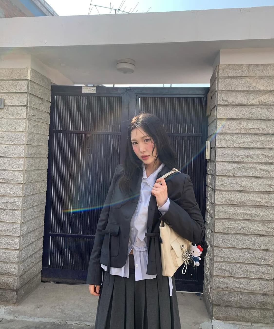 뚜오미오 라운드 카라 리본 자켓 차콜 1사이즈 상품이미지5