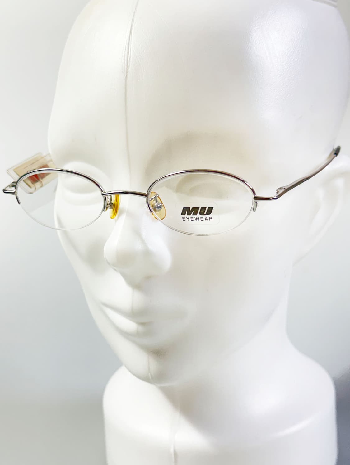 90s MU EYEWEAR 실버 반무테 라운드 빈티지 안경 상품이미지8
