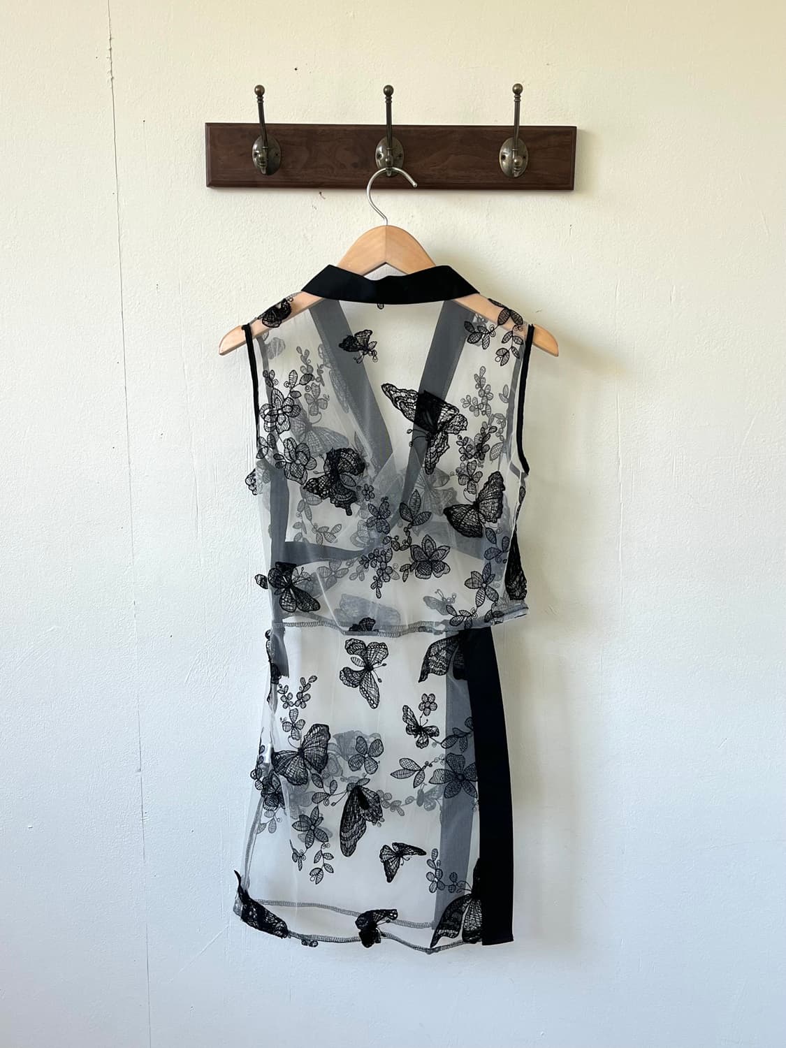 Japan vtg 버터플라이 시스루 베스트 상품이미지3