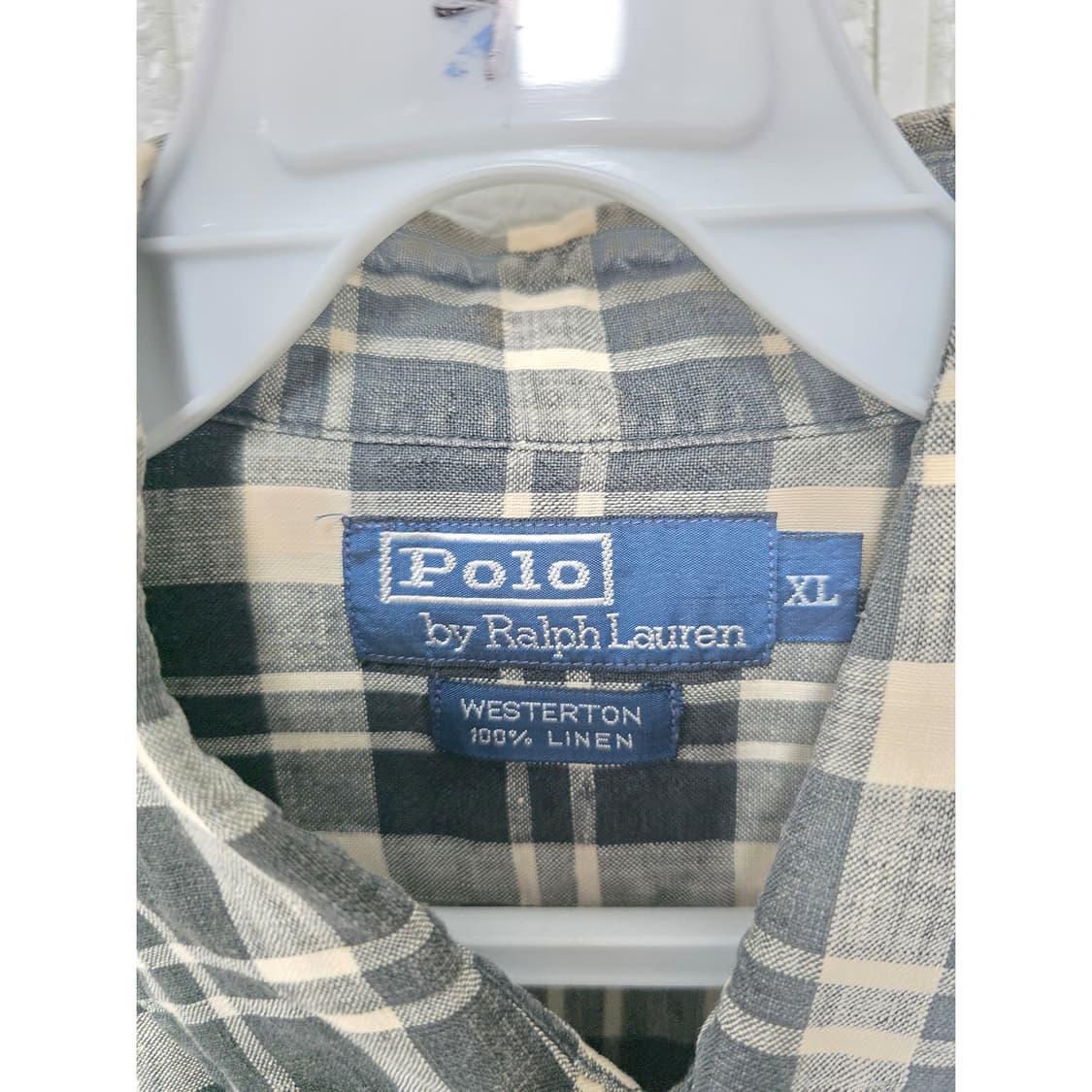 택포_ 폴로 랄프로렌 남성 린넨 체크 셔츠 XL 상품이미지2