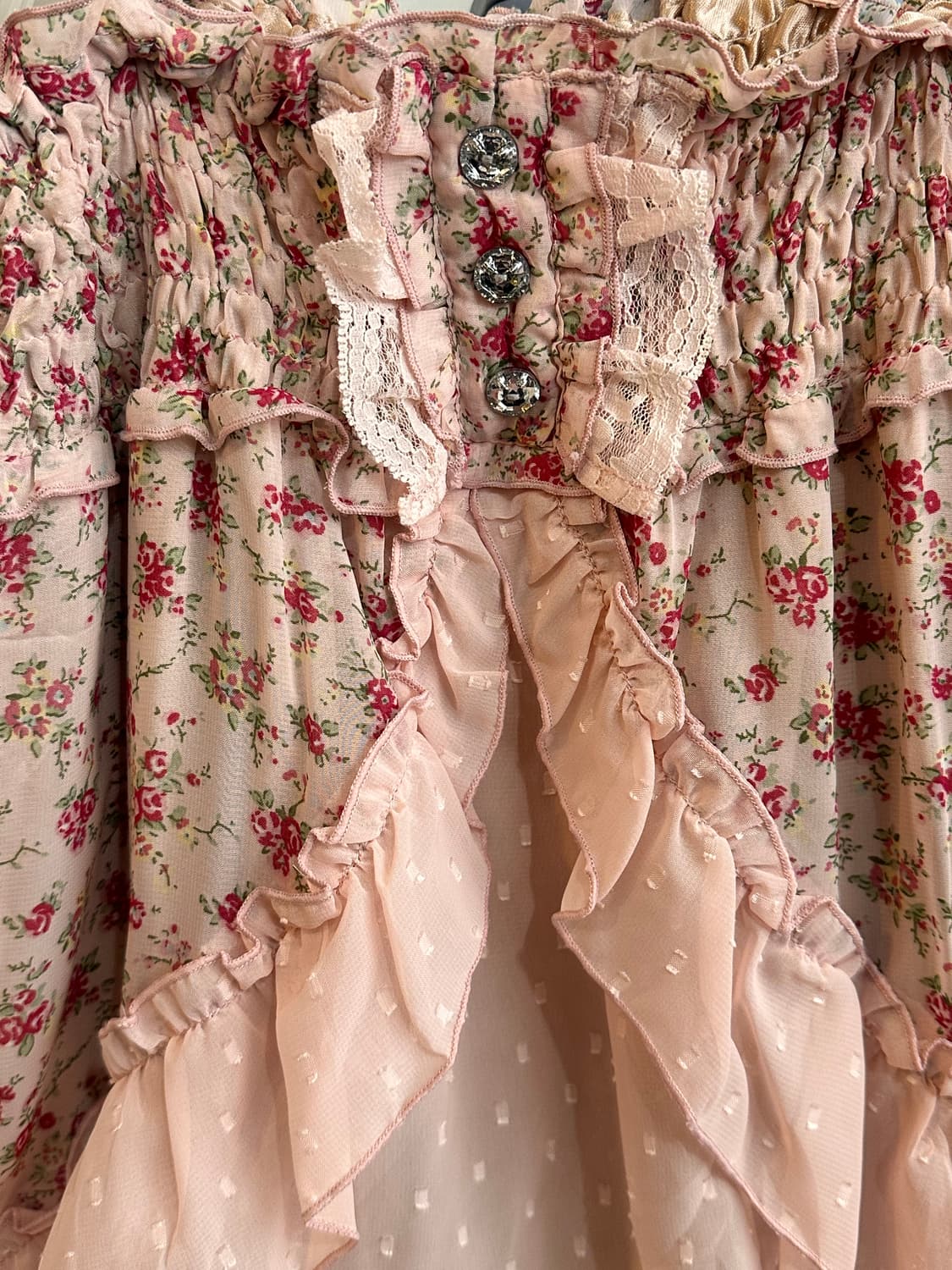 플라워 핑크 프릴 원피스 상품이미지4