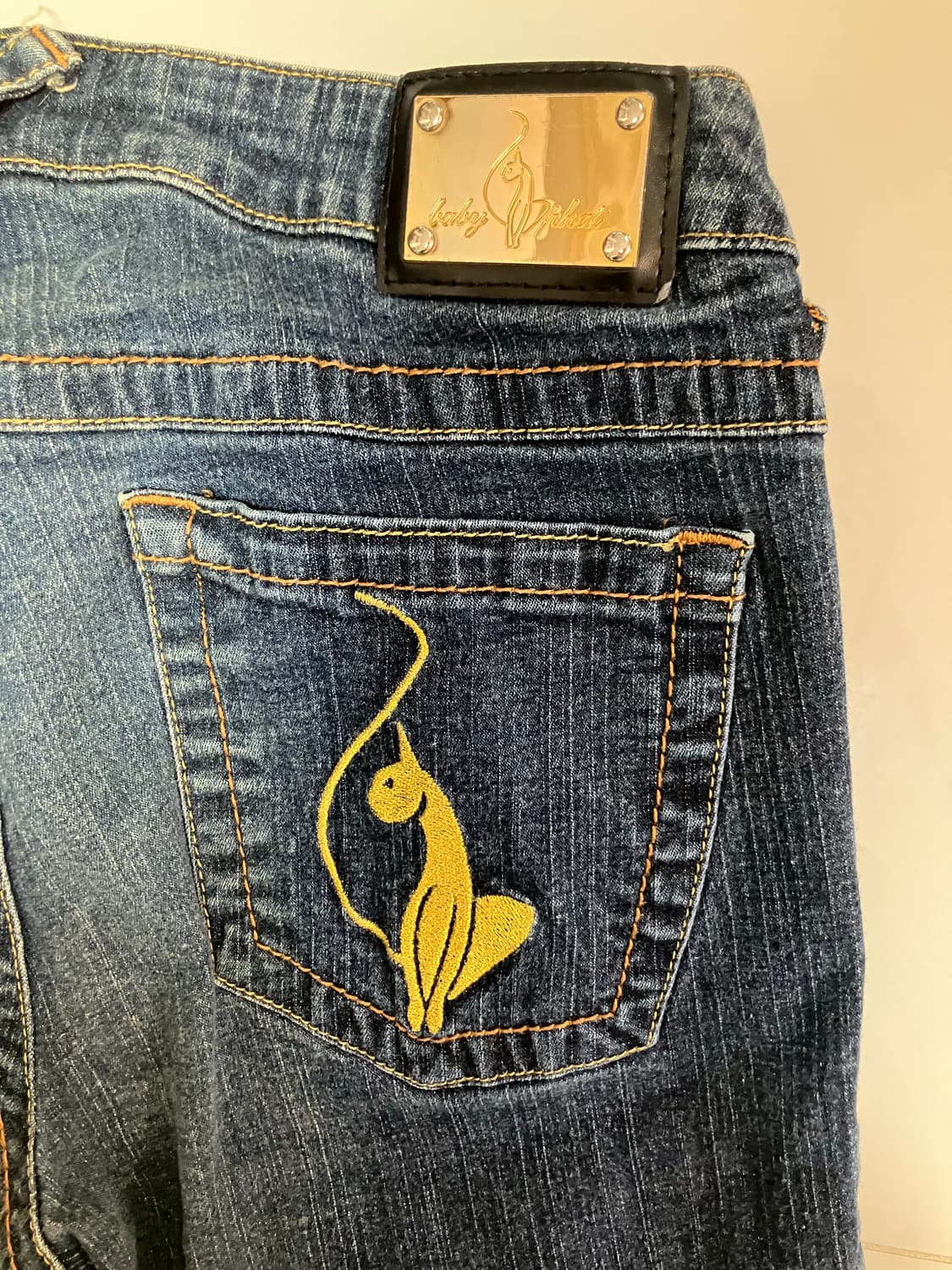 Babt Phat 베이비 펫 2000s Y2K 부츠컷 다크워시 청바지  상품이미지3