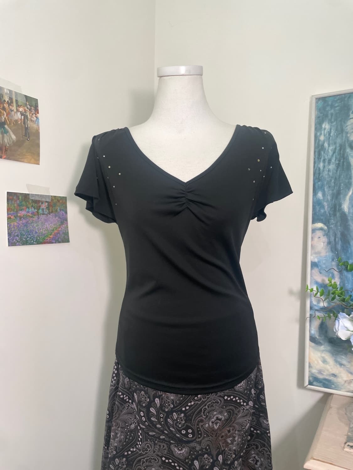 RUE DE B black span shirring cubic top 상품이미지5