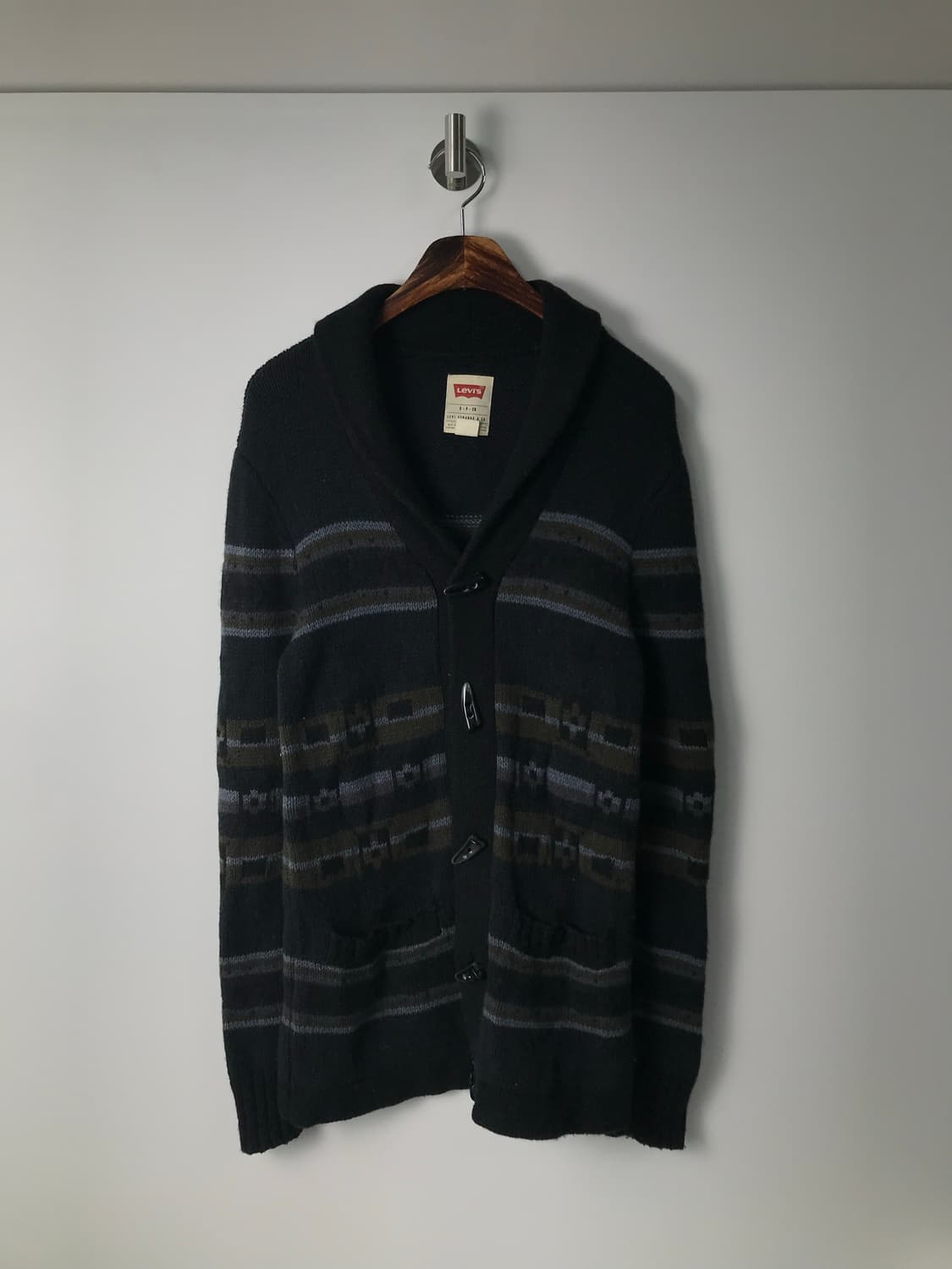 리바이스 패턴 니트 숄카라 가디건 상품이미지2