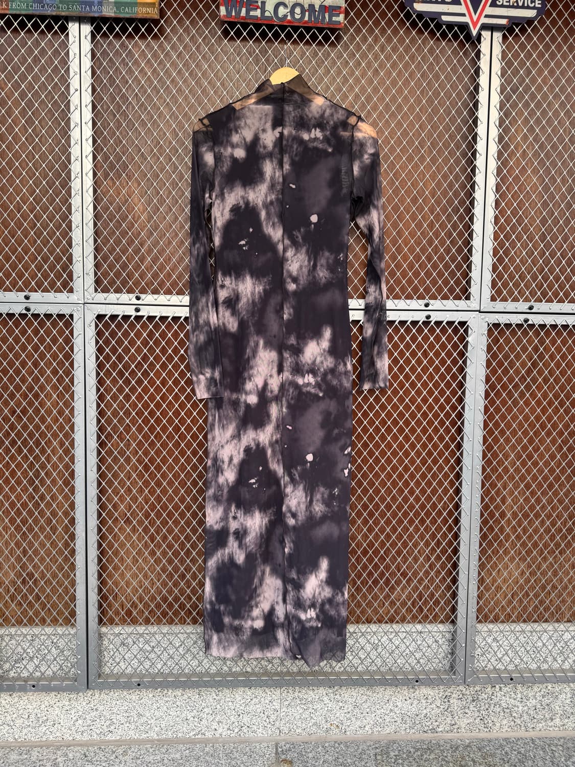 ZARA 자라 타이다이 패턴 하프넥 시스루 슬림 롱 원피스 M 상품이미지4