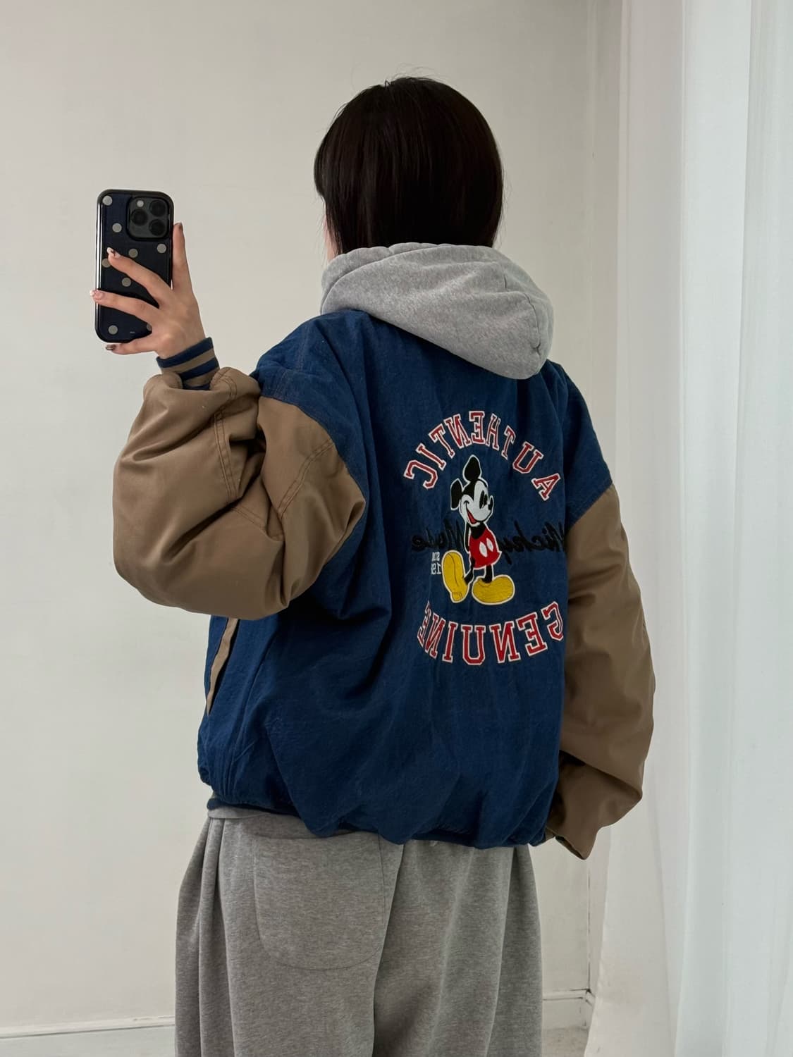빈티지 미키 데님 바시티 자켓 상품이미지3