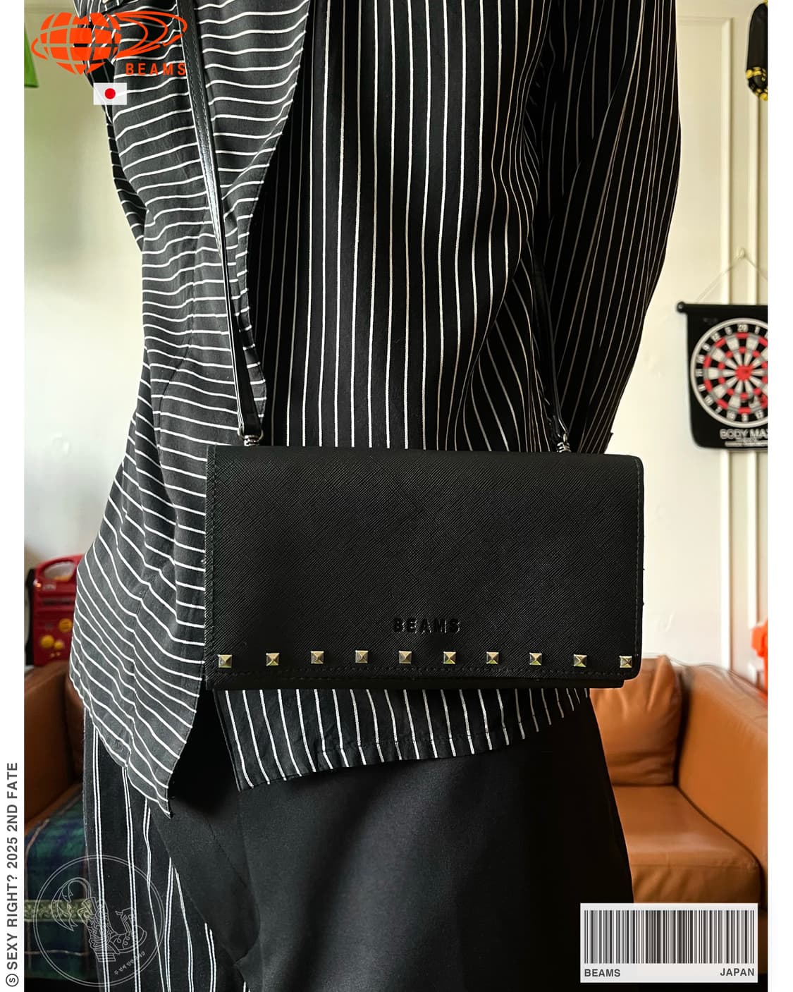 BEAMS Japan Rock Studs Leather Cross Bag 상품이미지1