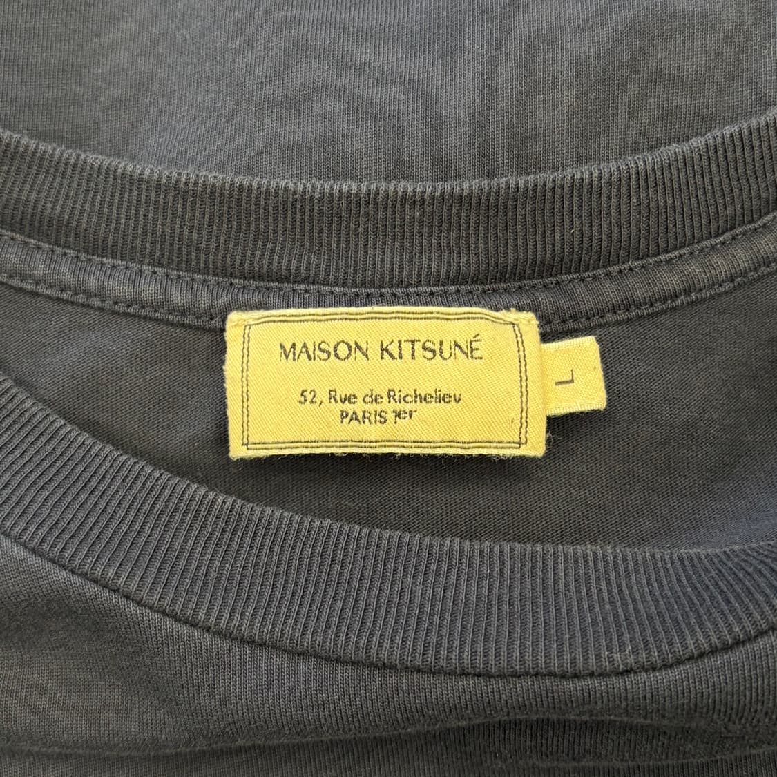 L 메종키츠네 더블폭스 트리컬러 네이비 반팔티 상품이미지4