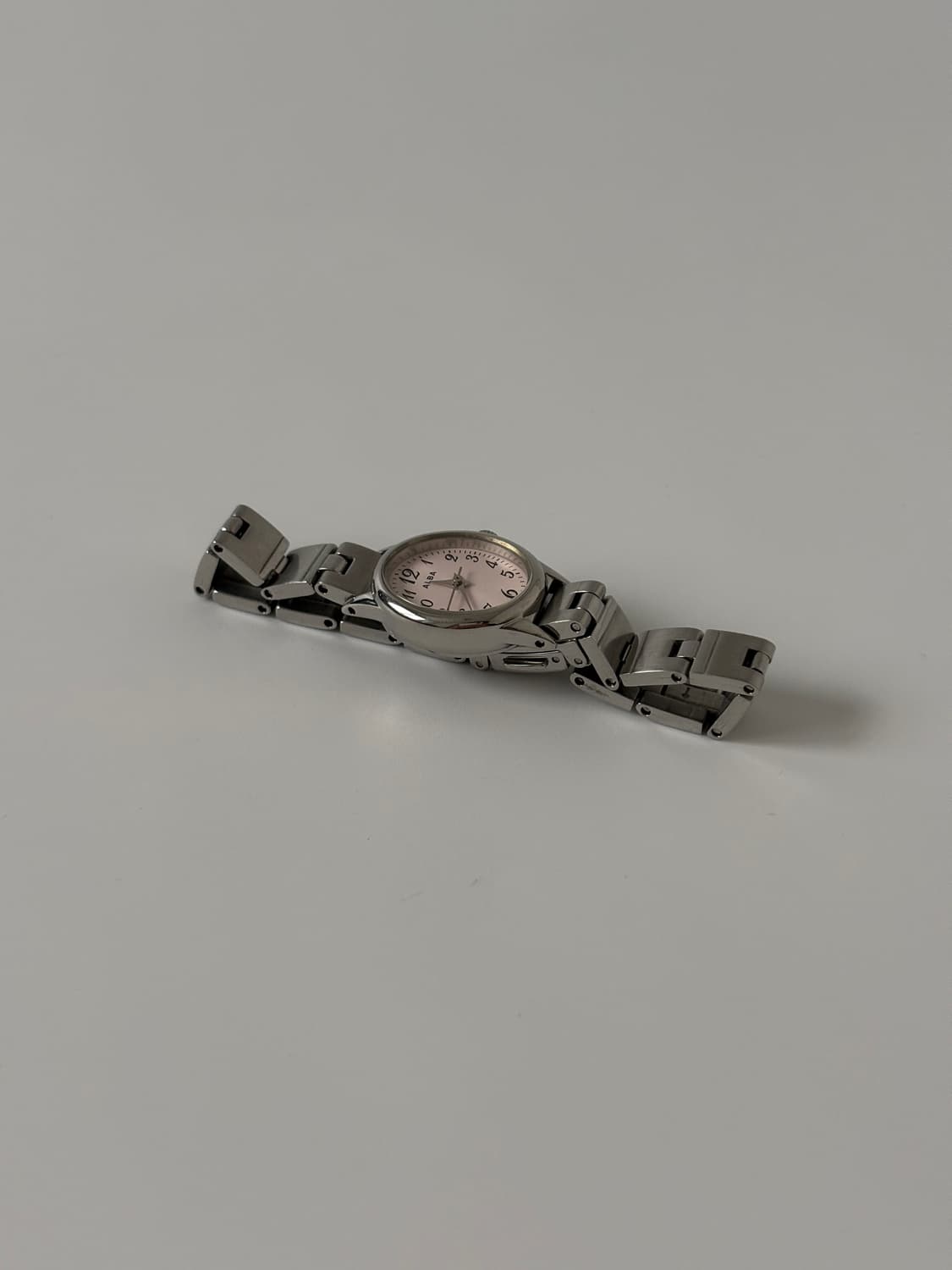 세이코 알바 1990년대 빈티지 시계 핑크 실버 오벌 쿼츠 여성 상품이미지6