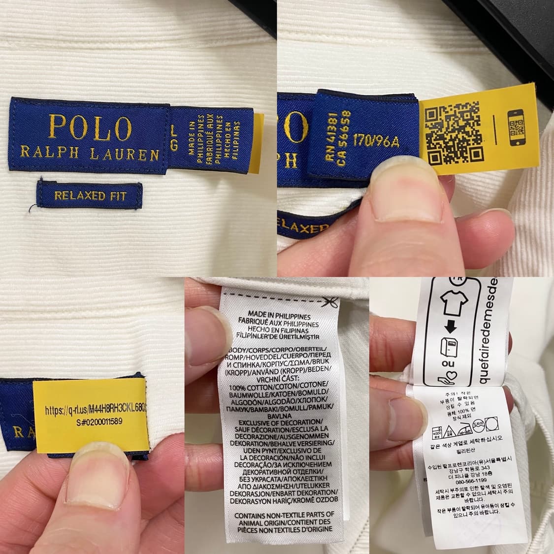 폴로 랄프로렌 QR신형 코듀로이 셔츠 아이보리 상품이미지6