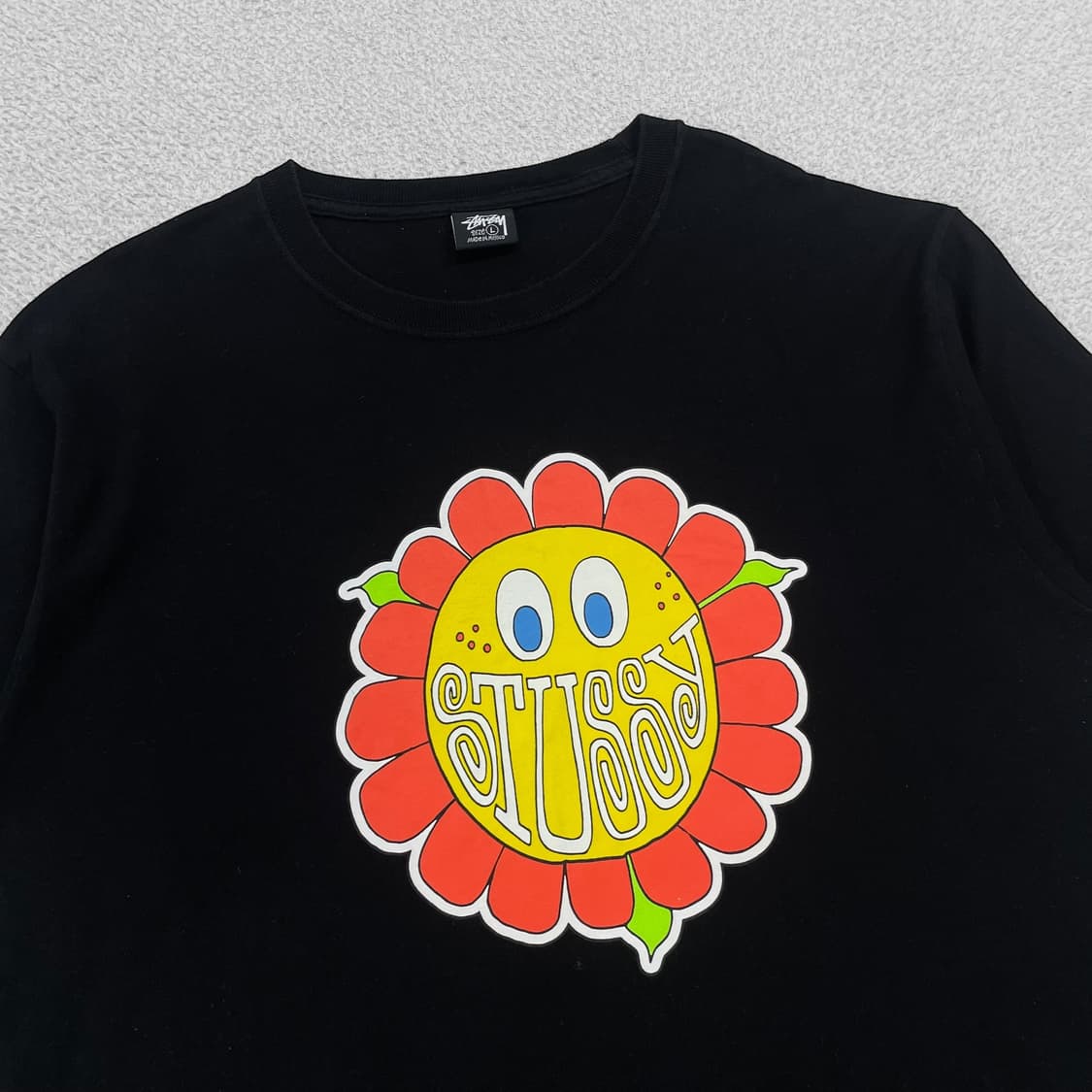 스투시 Stussy 해피 플라워 반팔티 블랙 상품이미지2