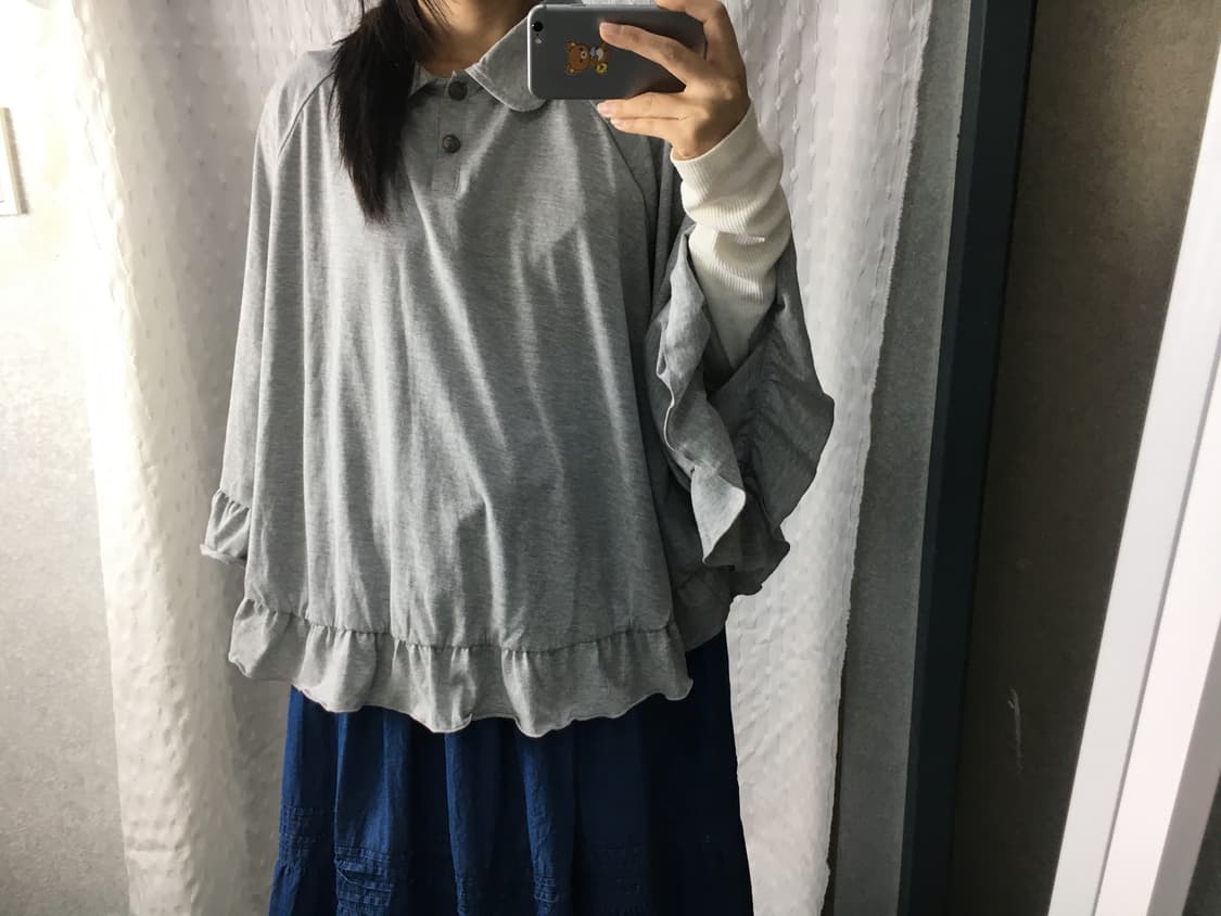 그레이 프릴 카라 케이프 상품이미지4