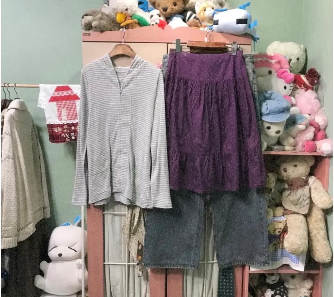 카모메산장 코디세트 도트스커트 상품이미지1