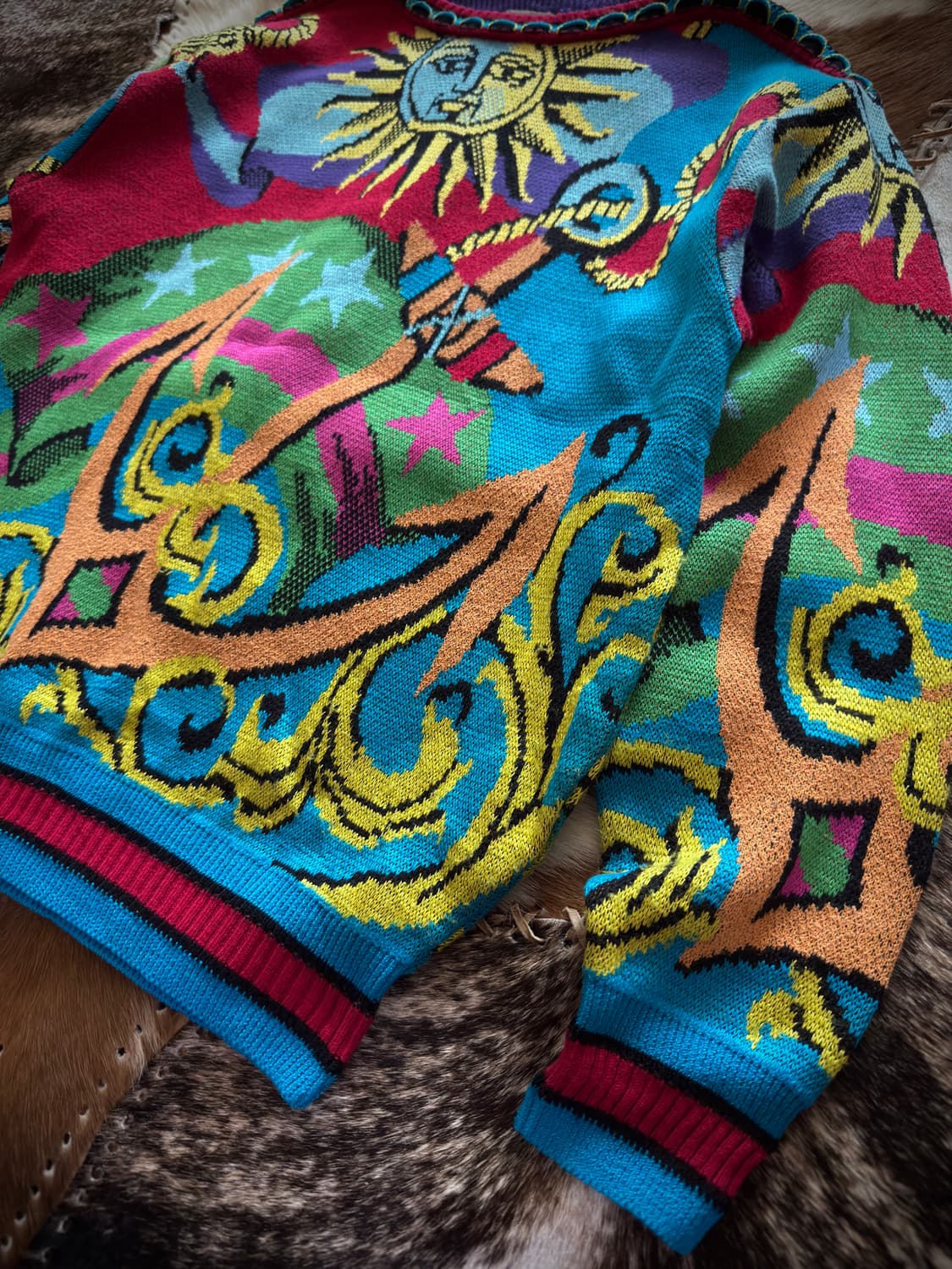 90s YOSHIYUKI KONISHI Psychedelic Sun 니트 상품이미지3