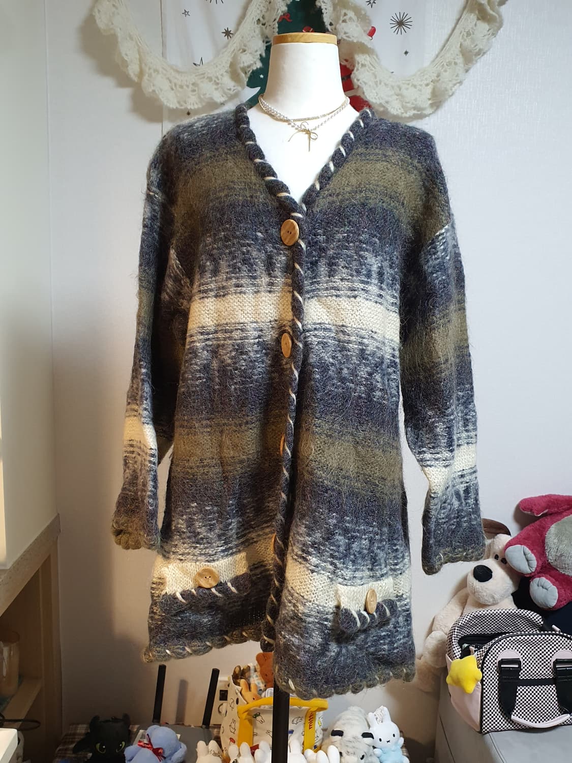 [모리걸] 빈티지 무늬 롱 가디건 상품이미지1