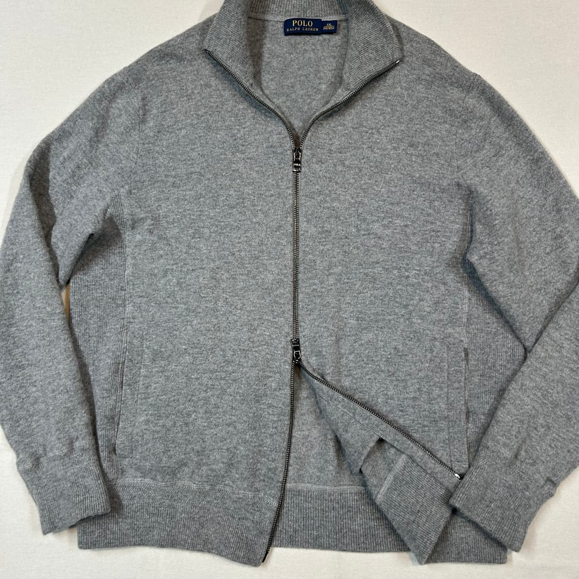 XXL) 폴로 랄프로렌 메리노울 니트 집업 그레이 2way지퍼 상품이미지2
