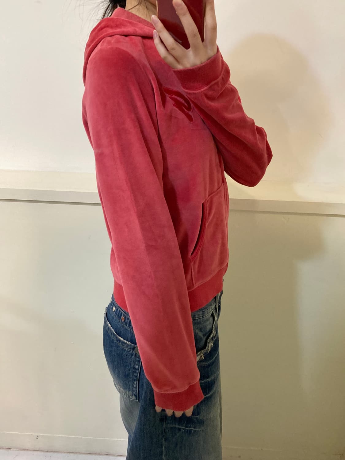 y2k 빈티지 벨벳 후드집업 상품이미지10