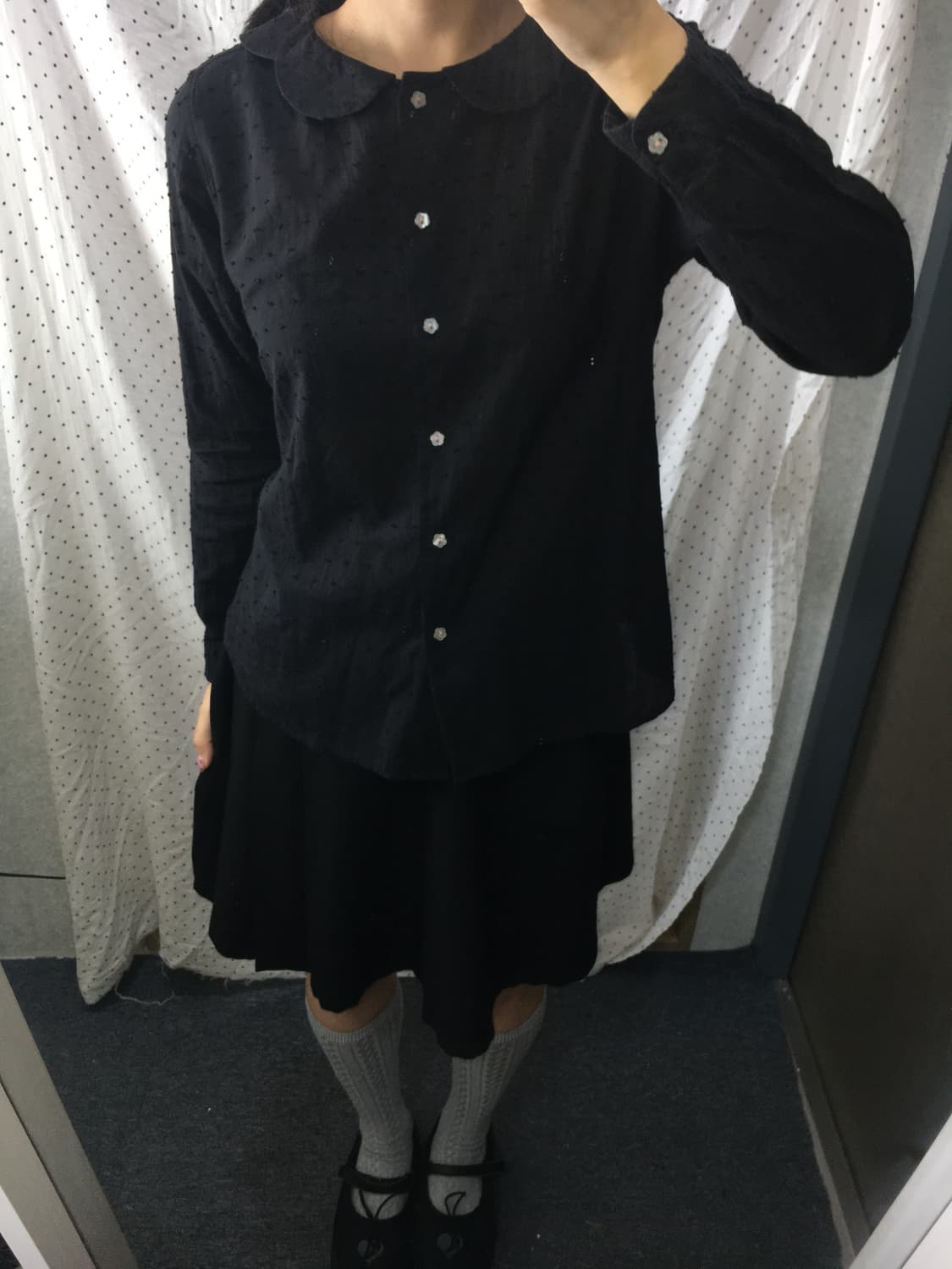 블랙 도트 카라 블라우스 상품이미지2