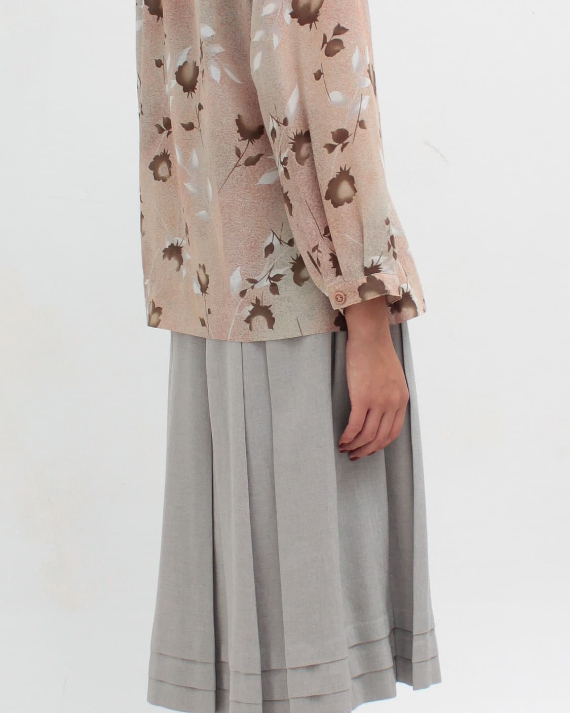 일본 빈티지 플라워 패턴 블라우스 상품이미지3