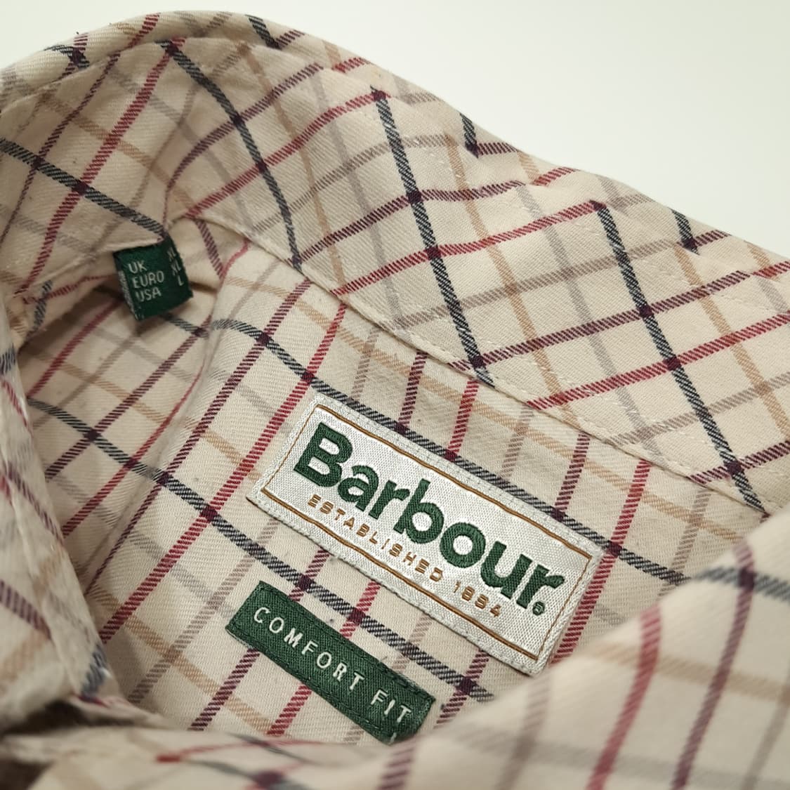 CL533 L 바버 코튼 클래식 체크 버튼다운 베이지 셔츠 남방 상품이미지3