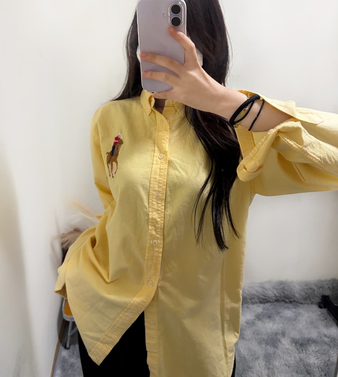 폴로 랄프로렌 y2k 빅포니 옐로우 셔츠(L) 상품이미지1