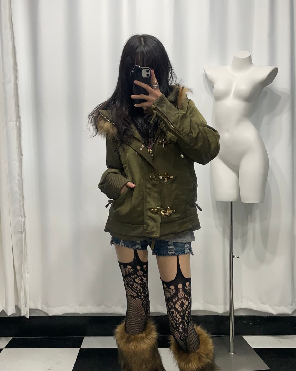 🎸카키 퍼 패딩🎸 상품이미지5