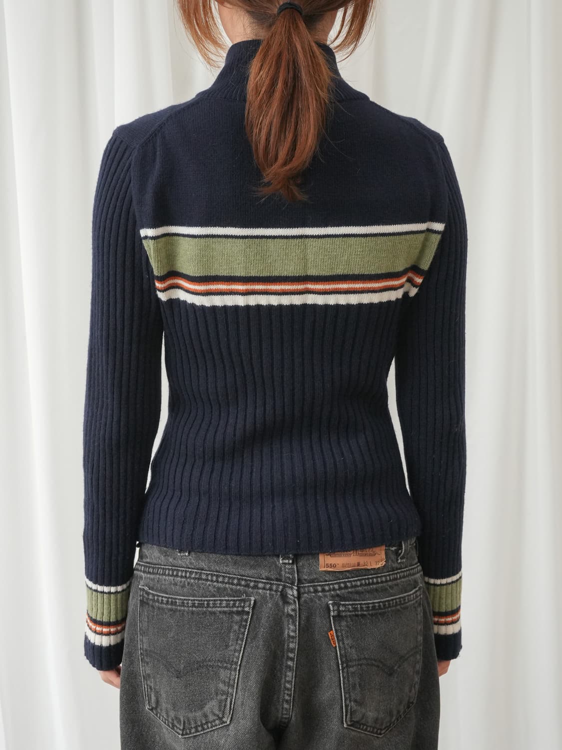 썬러브 W striped full zip knit cardigan S 상품이미지5