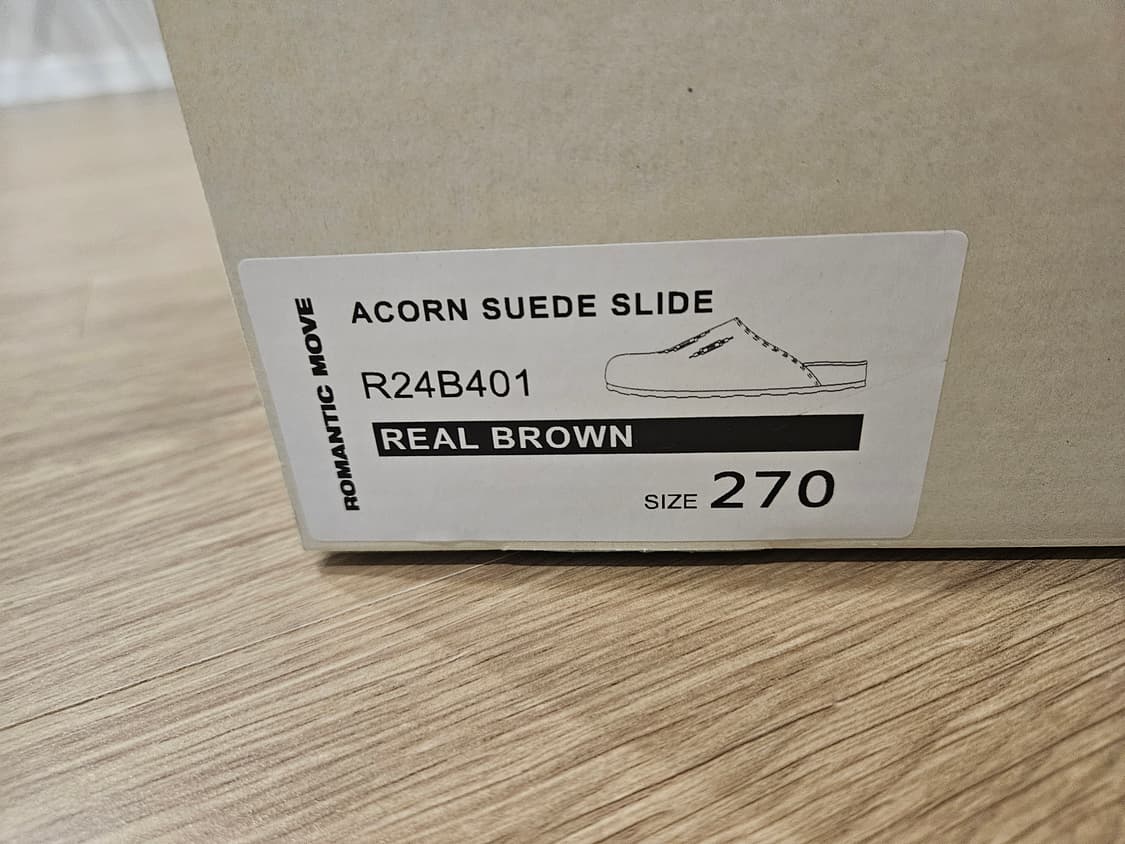 [270] 로맨틱무브 아콘 스웨이드 슬라이드 자수 브라운 상품이미지2