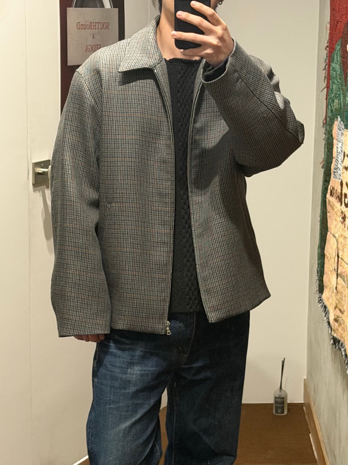 오라리 더블 페이스 체크 지프 블루종 상품이미지3