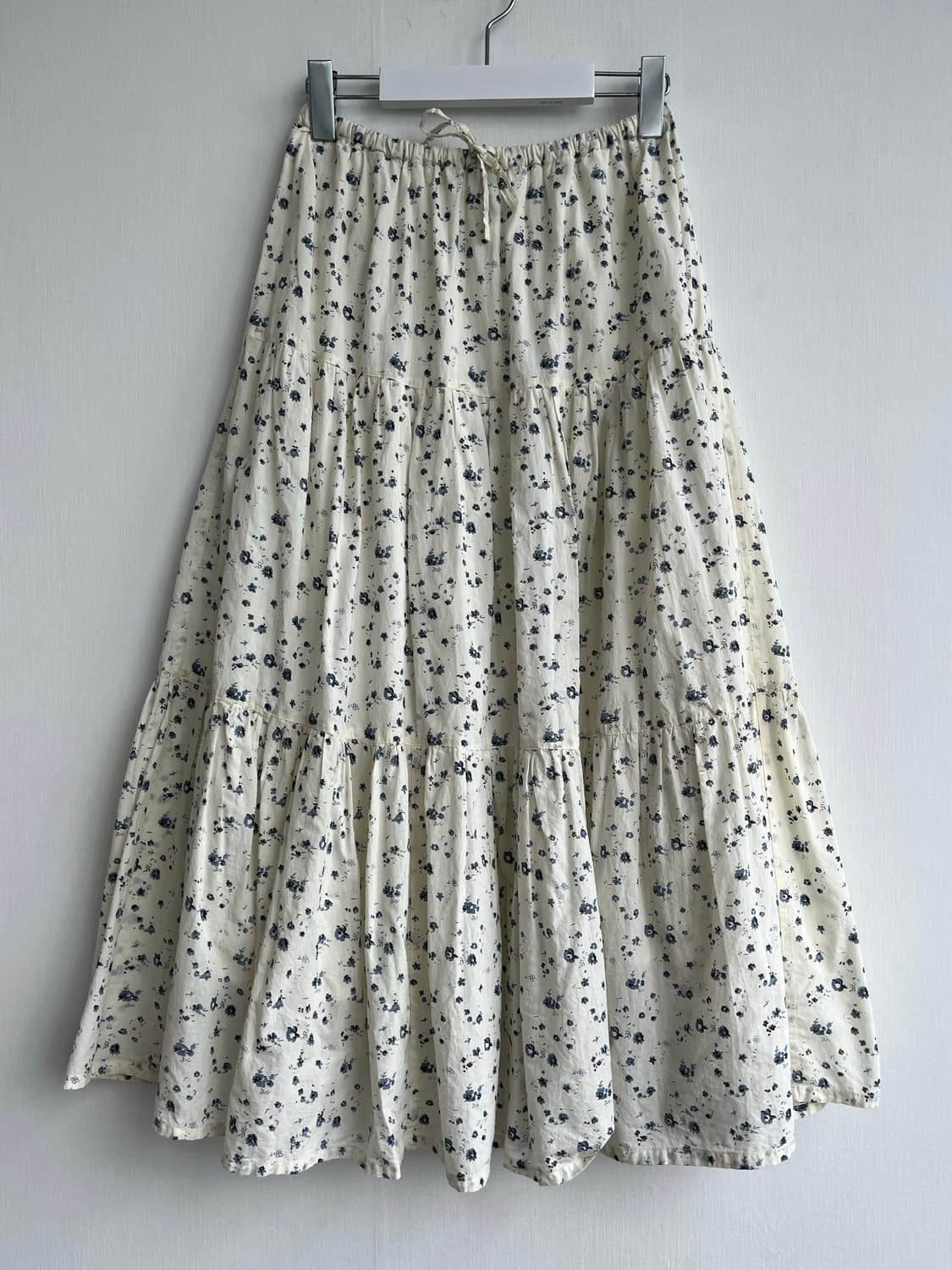 아이보리 플로럴 밴딩 롱 스커트 상품이미지1