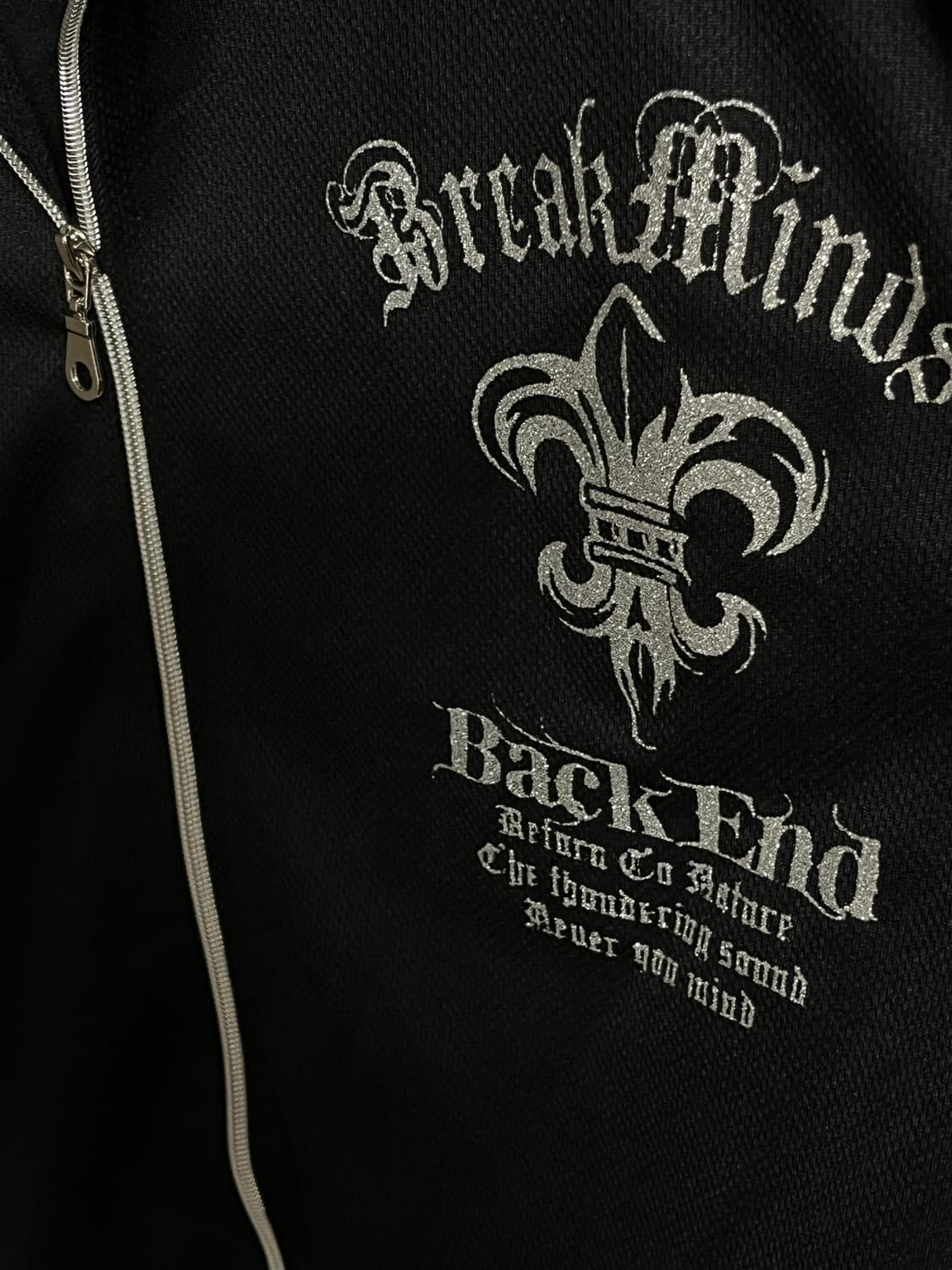 [펑크] 레터링 실버 반팔 집업 상품이미지3