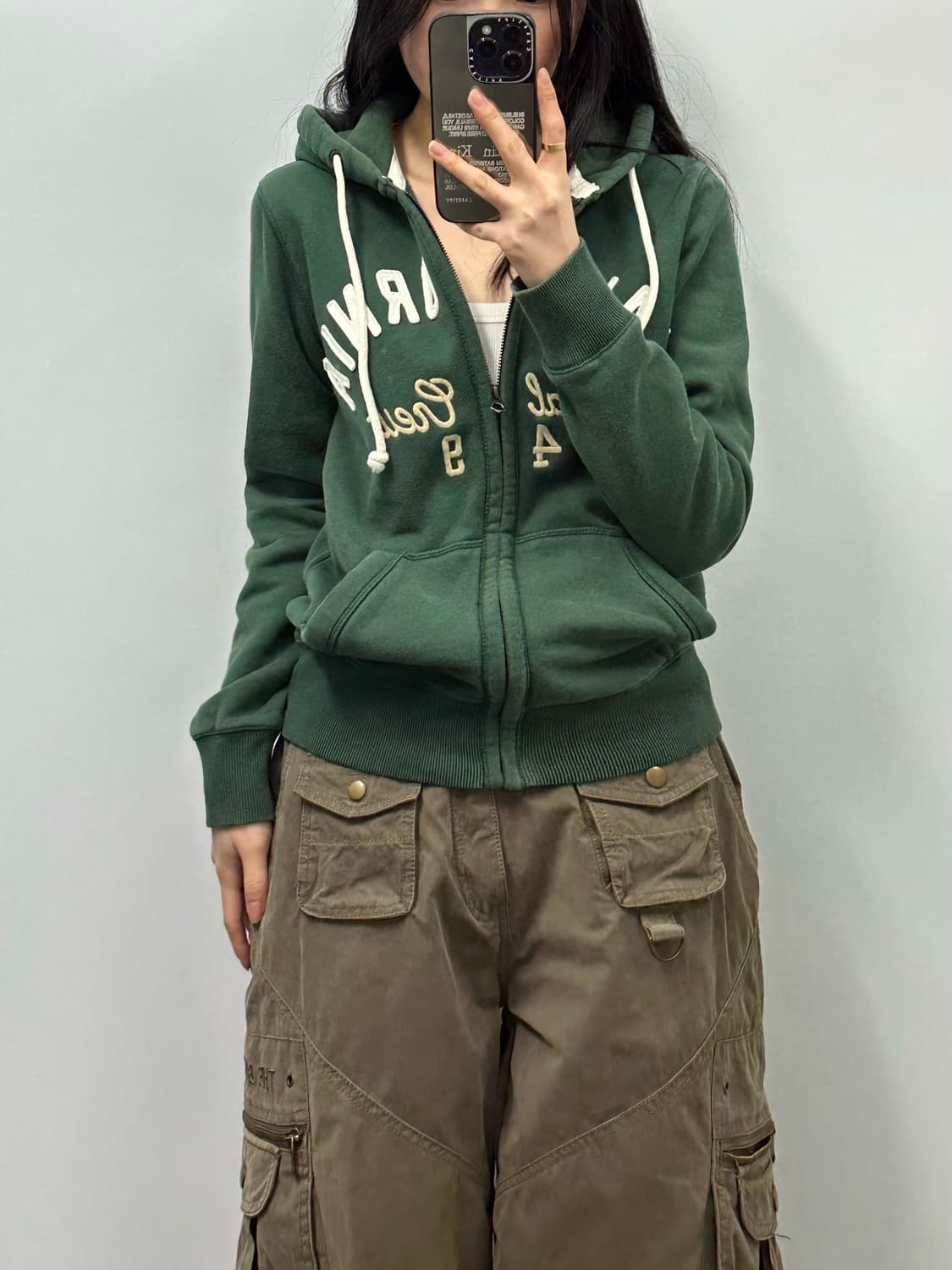 후아유 y2k 와투케 그린 후드집업 상품이미지1