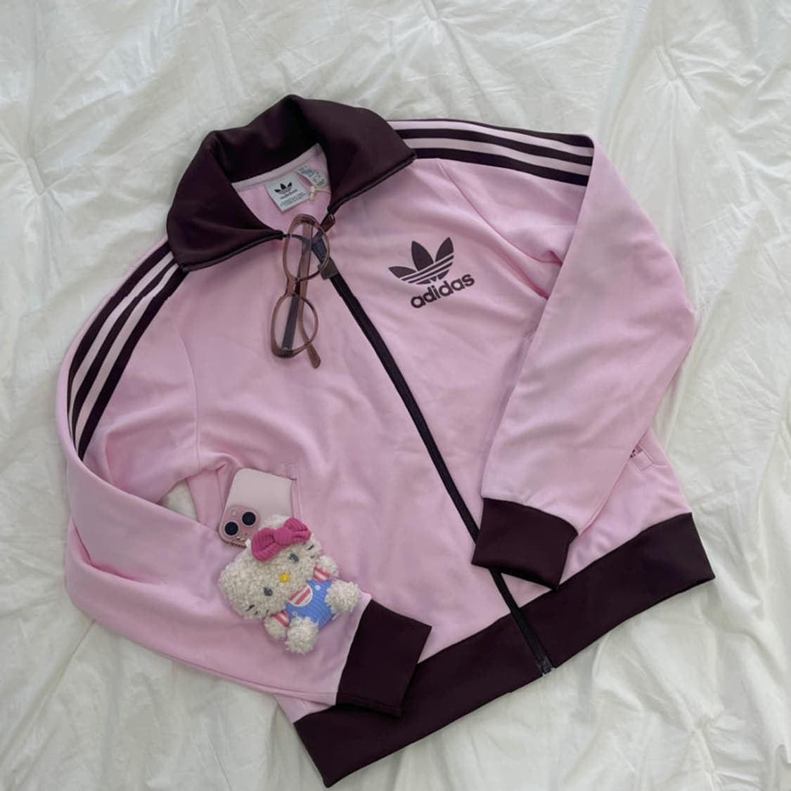 아디다스 베켄바우어 핑크 삼선 트랙탑 황금 사이즈 m 상품이미지1
