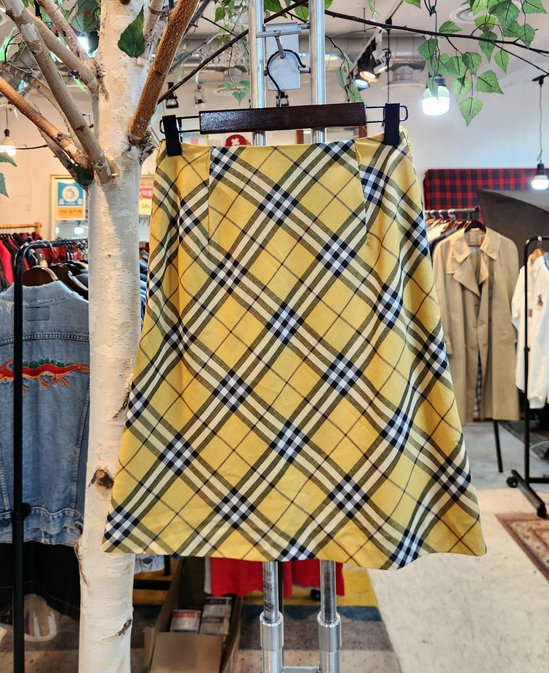 BURBERRY 버버리 블루라벨 옐로우 체크 스커트 상품이미지4