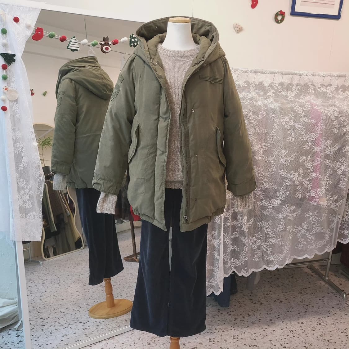 Vanake 여성 덕다운 야상 패딩점퍼 M 상품이미지2